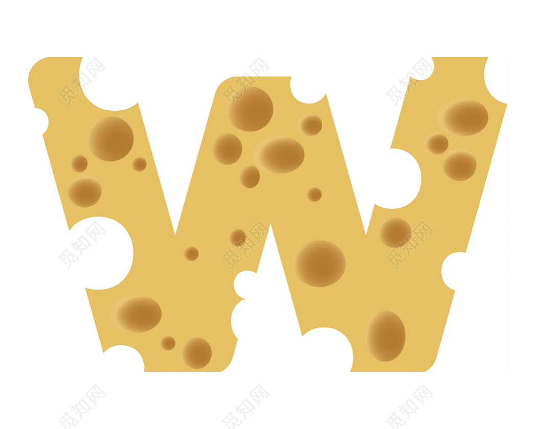 奶酪字母w素材