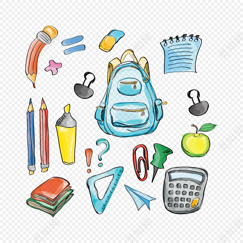 卡通学生文具素材