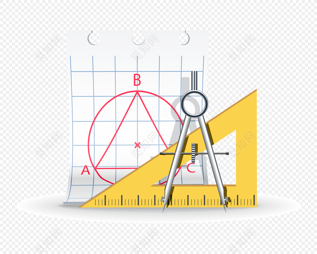彩色卡通数学做图插画素材