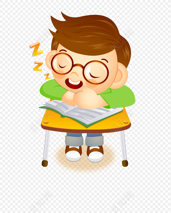 男孩上课睡觉素材