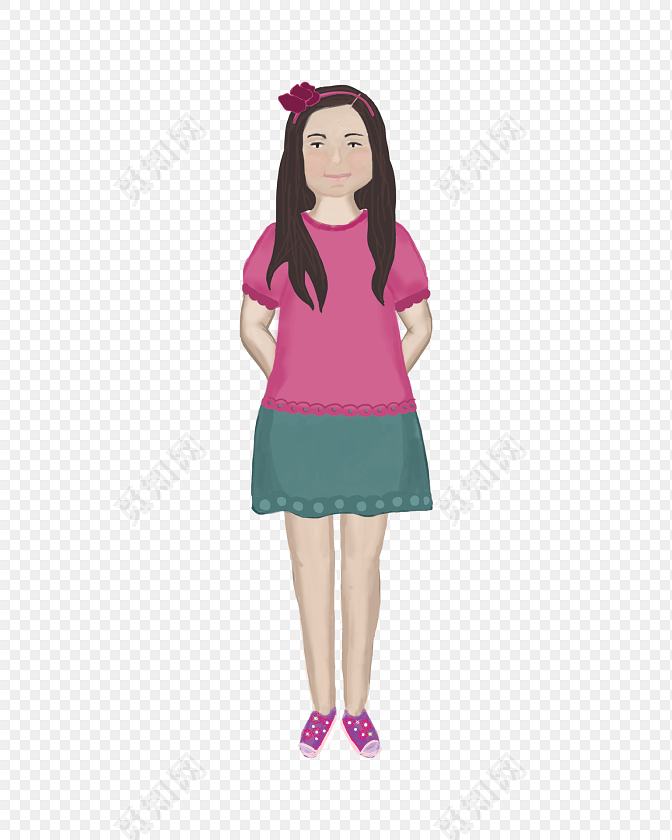 卡通胖女孩矢量图