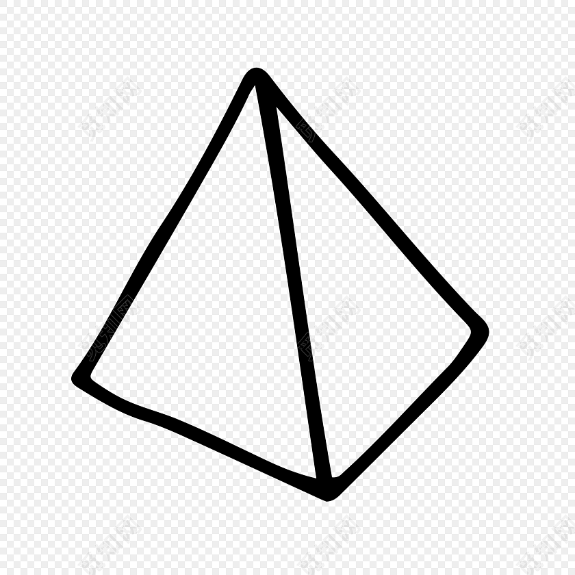 黑色线条立体三角简笔画素材