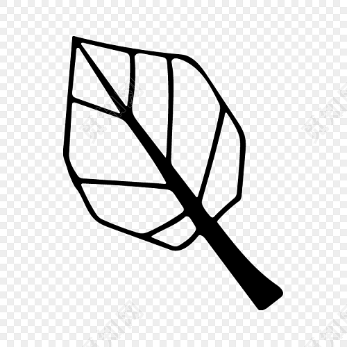 黑色线条叶子植物简笔画素材