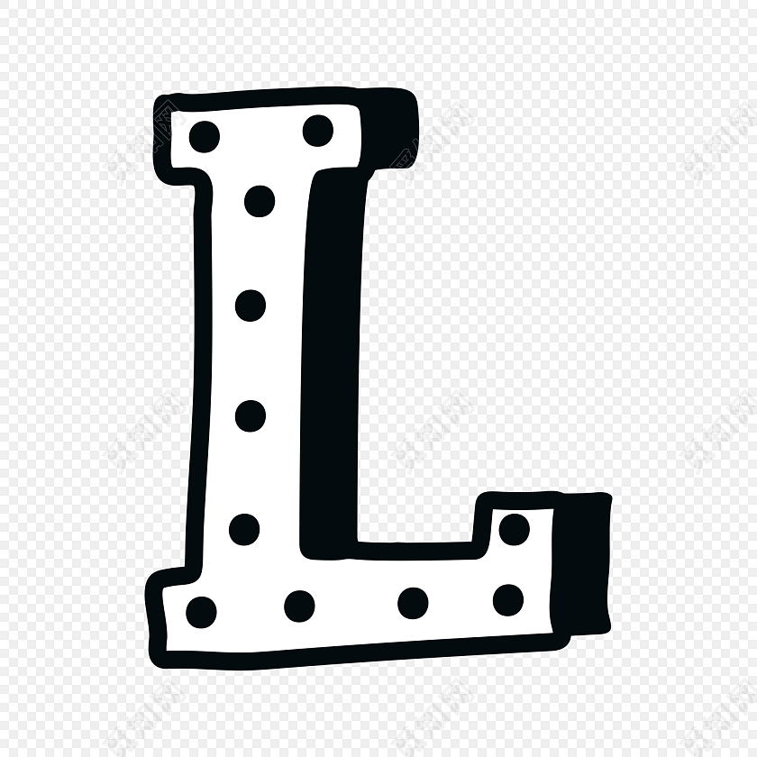 黑色创意手绘字母l