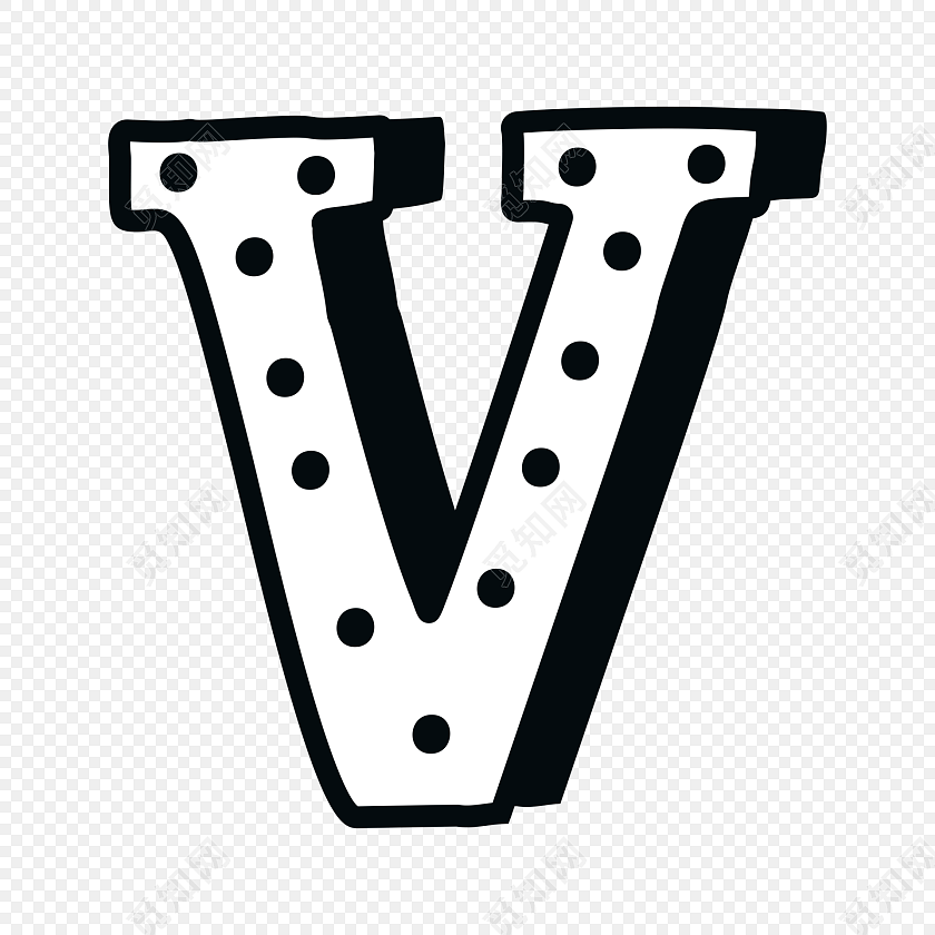 黑色创意手绘字母v