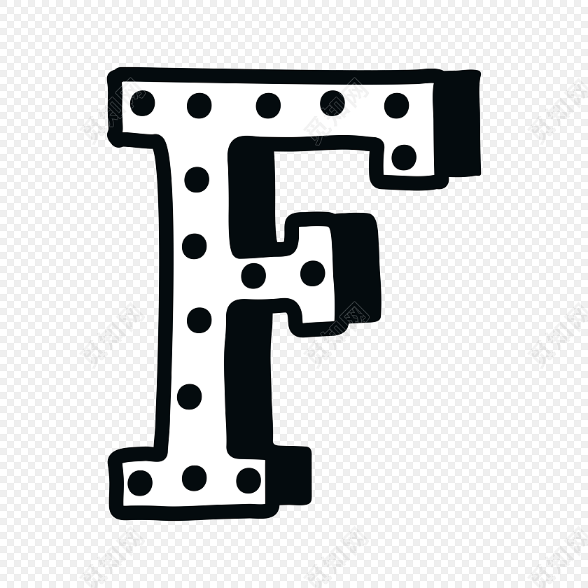 黑色创意手绘字母f