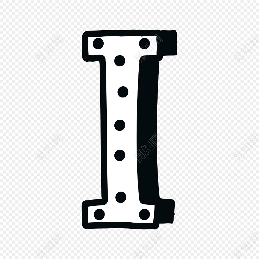 黑色创意卡通字母矢量图片i