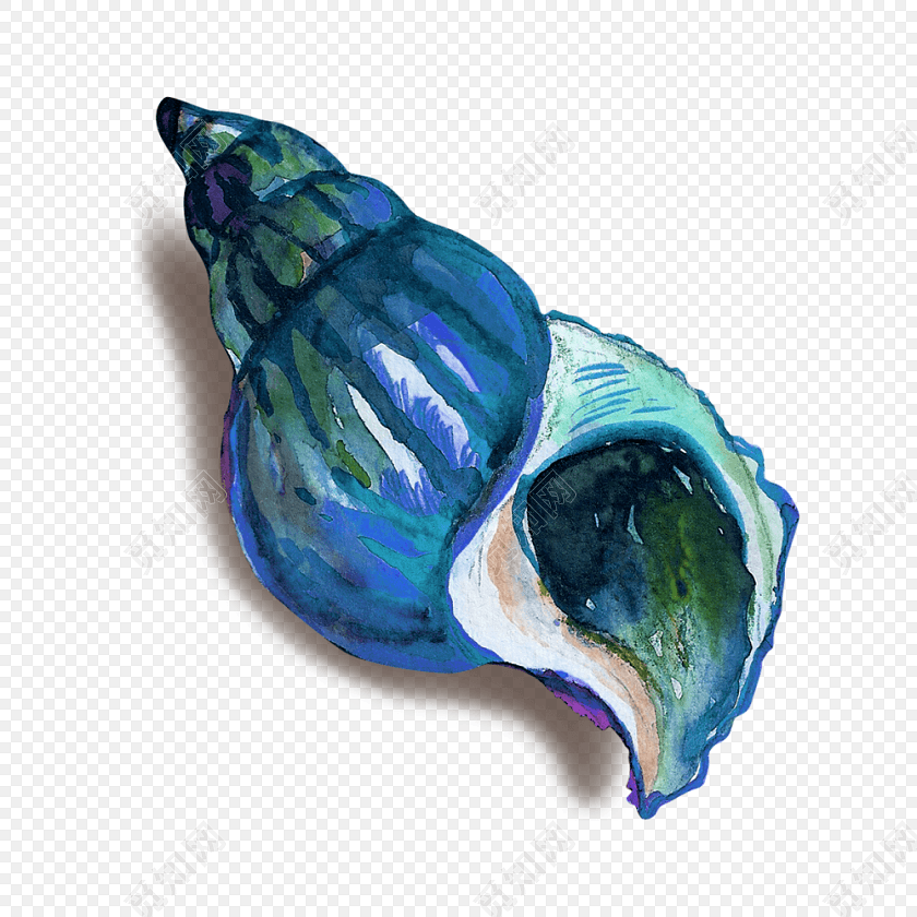 蓝色清新海洋生物海螺素材