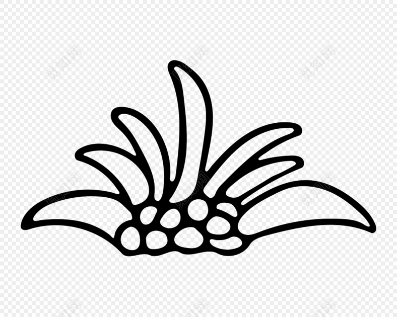 手绘小草简笔画矢量素材