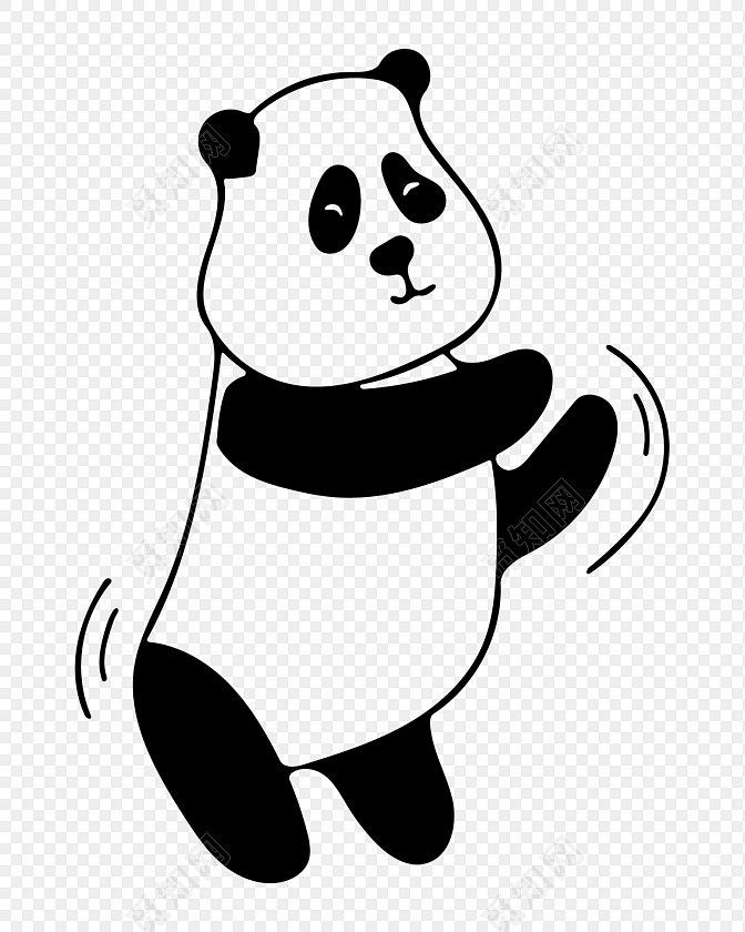 手绘熊猫简笔画矢量素材