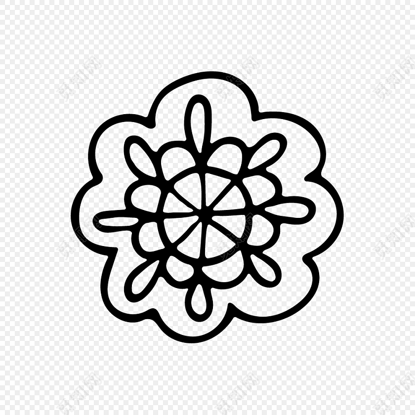 手绘花纹简笔画矢量素材
