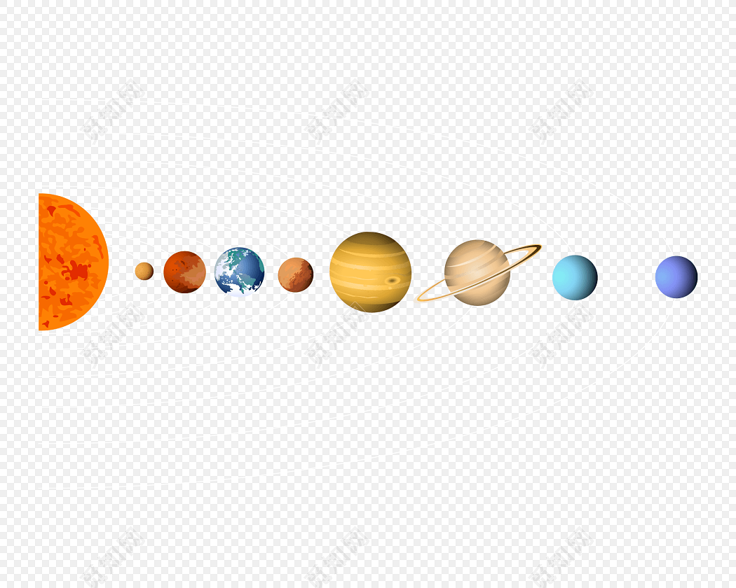 彩色科技星球太阳系素材