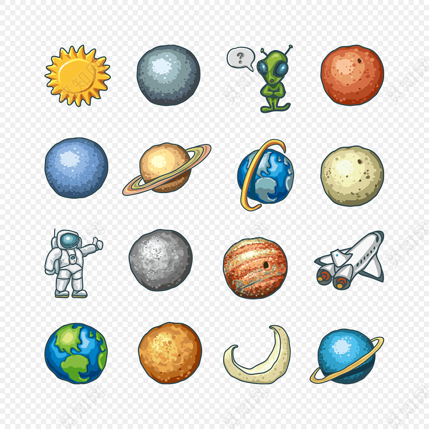 彩色卡通科技星球图标