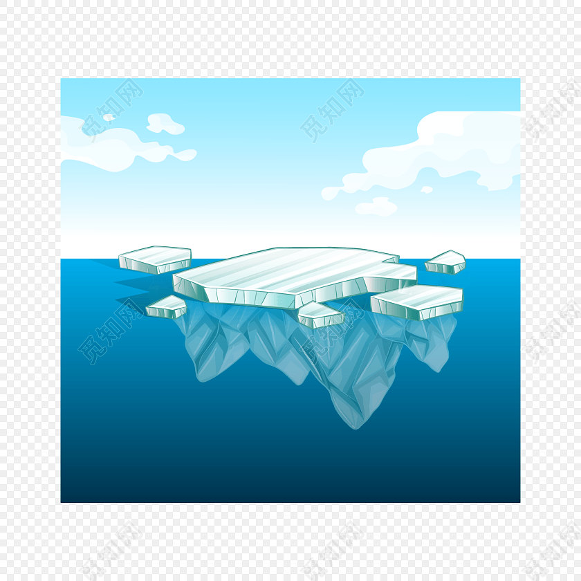 蓝色卡通环境冰川素材