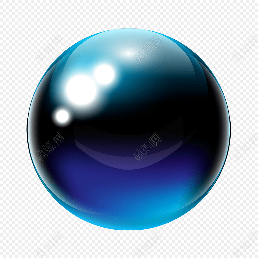 蓝色立体光效圆标球形标签
