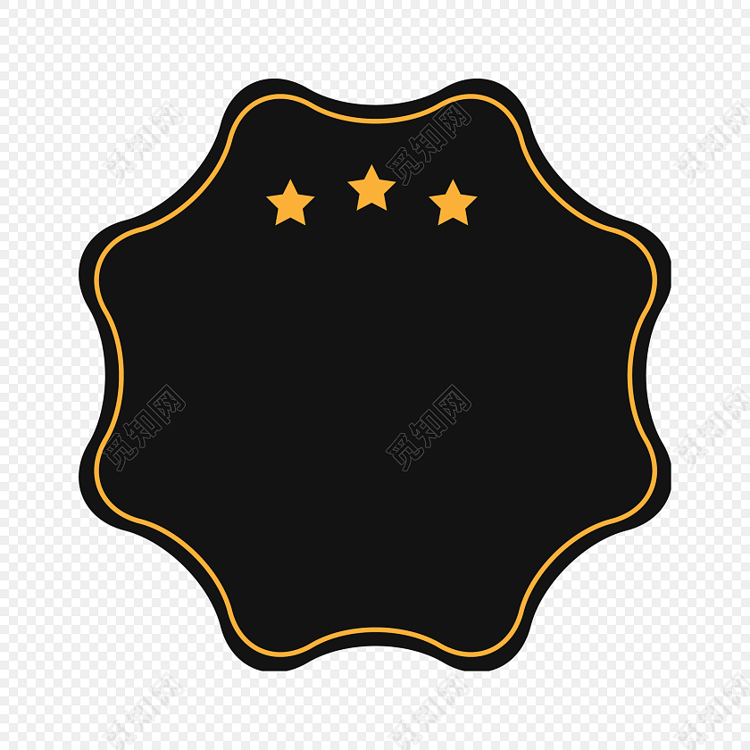 星星黑色花边圆形标签矢量素材