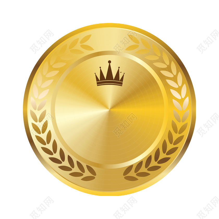 皇冠稻穗金色圆形标签矢量素材