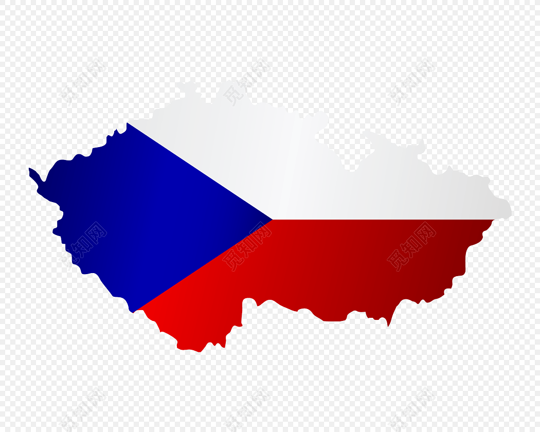彩色卡通捷克国旗地图标签素材