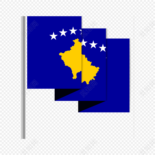 彩色卡通科索沃国旗旗帜标签素材