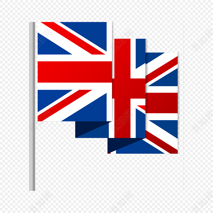 创意卡通英国国旗旗帜插画素材