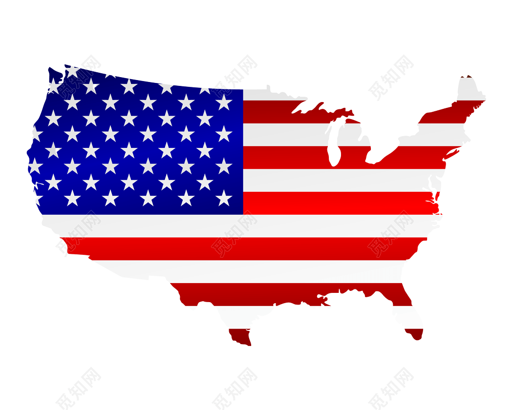 创意卡通美国国旗地图插画素材