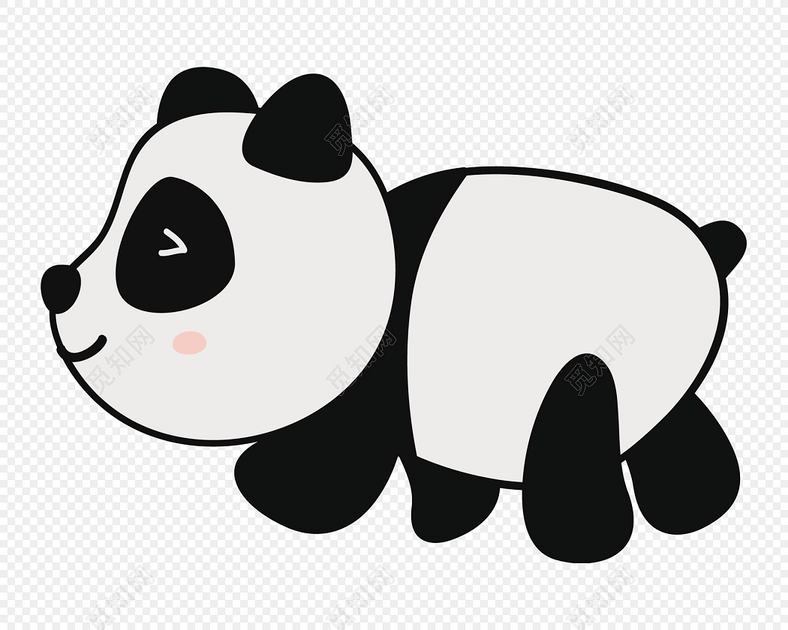 黑白卡通熊猫装饰图案