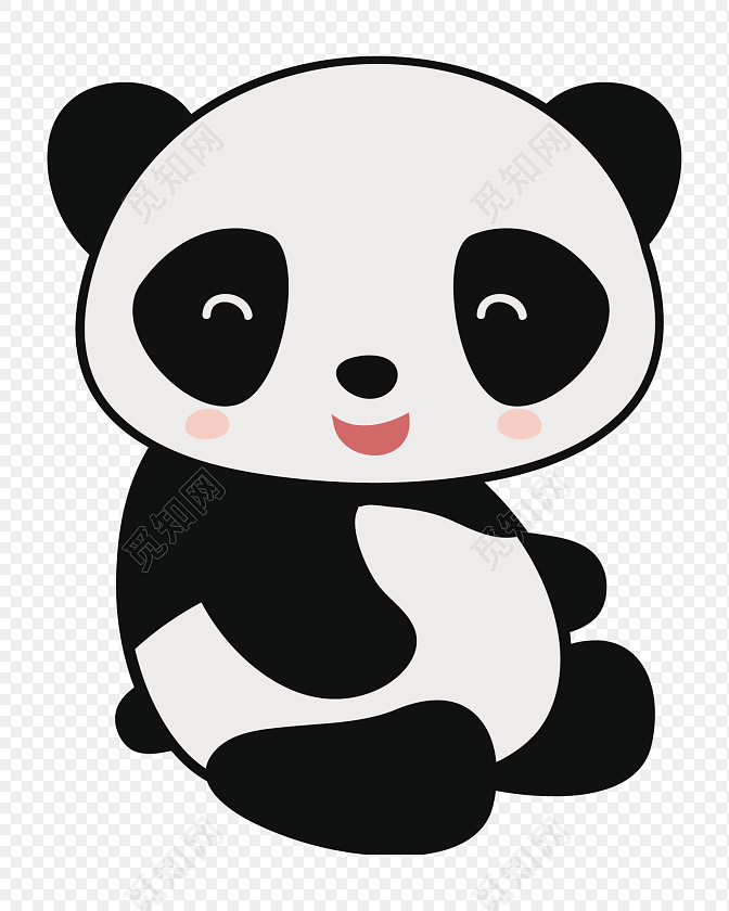 黑白卡通熊猫装饰图案