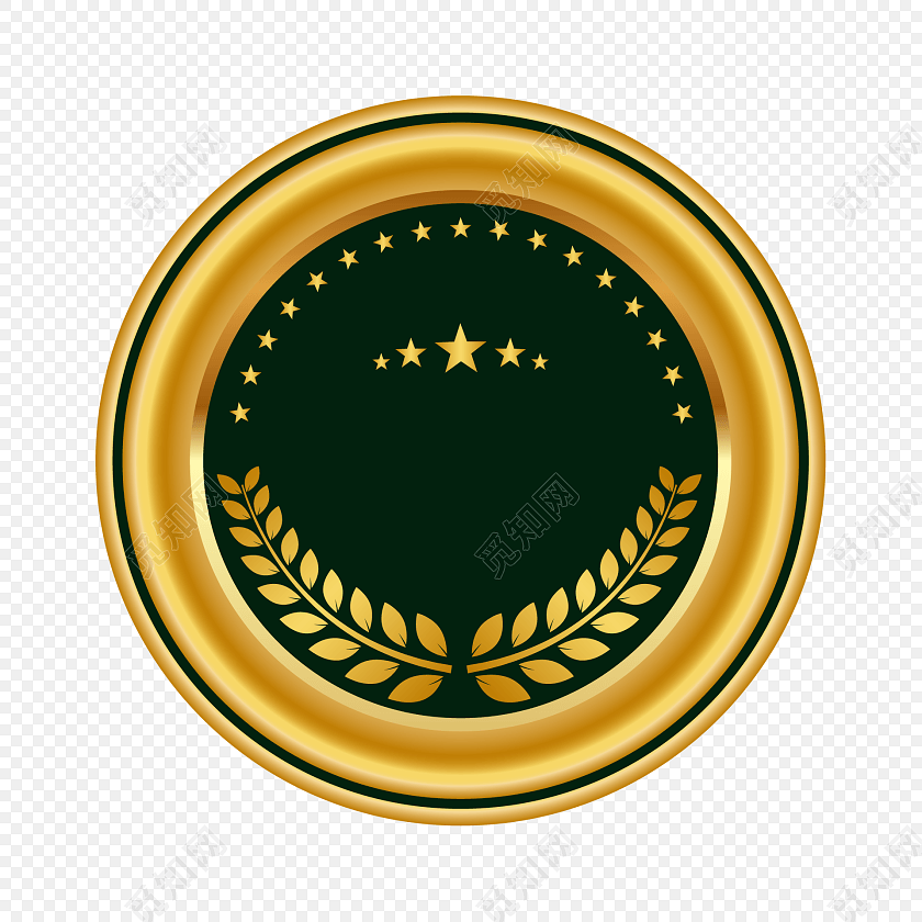 绿色金边圆形空白徽章
