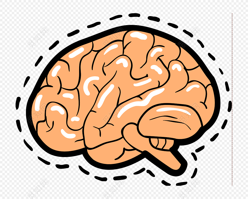彩色卡通手绘大脑组织免抠素材
