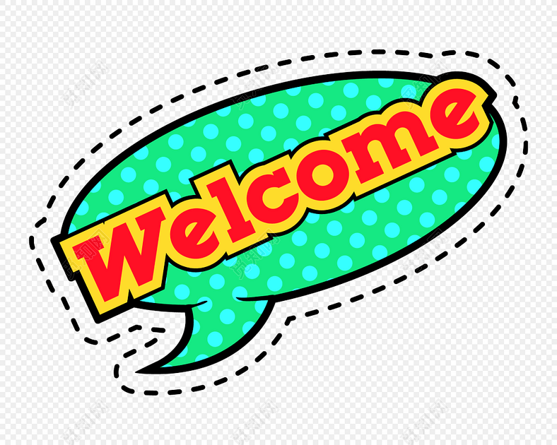 彩色卡通手绘welcome艺术字免抠素材