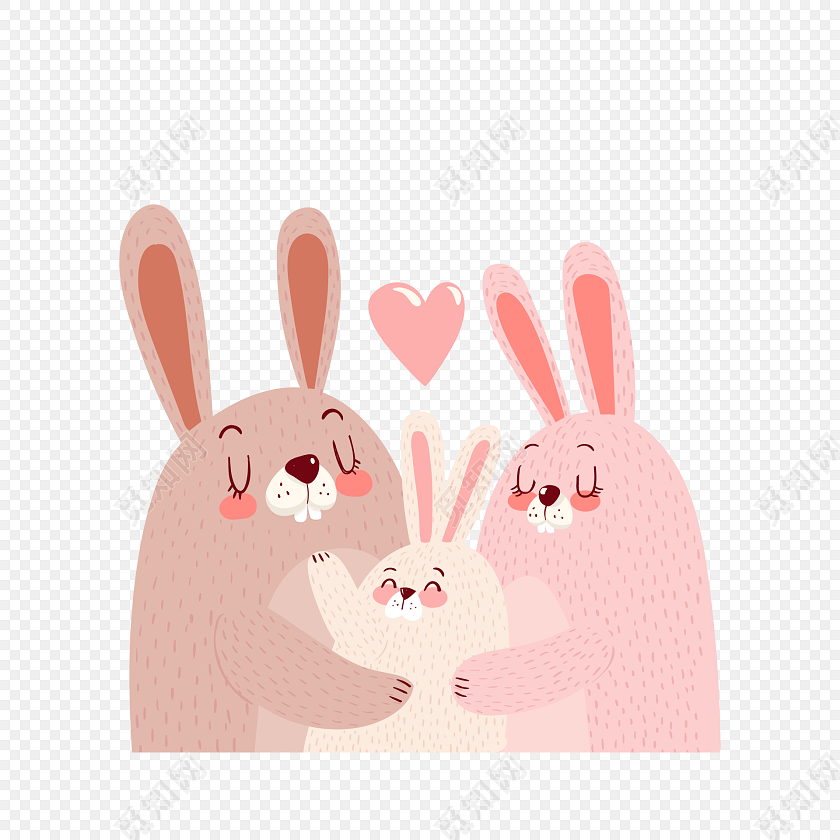 可爱温馨兔子一家人素材