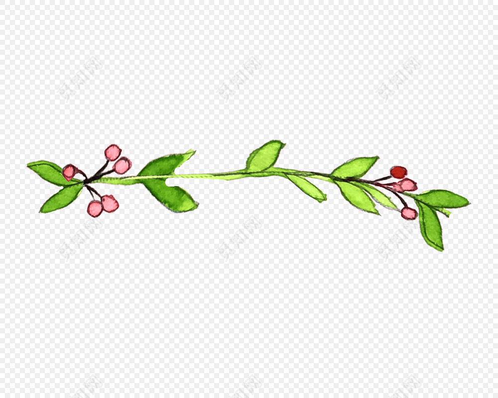 水彩叶子植物花边装饰素材