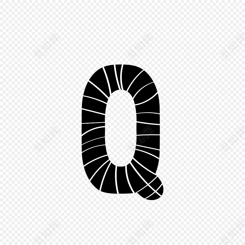 黑白条纹字体字母q素材
