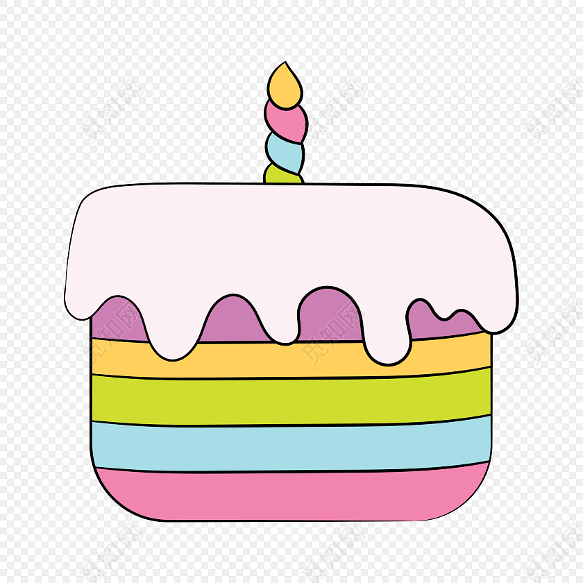 卡通彩色生日蛋糕素材