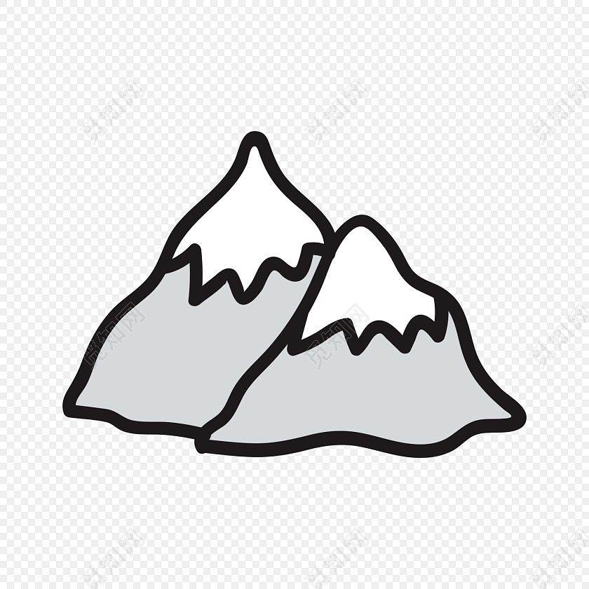 卡通简笔画雪山设计素材