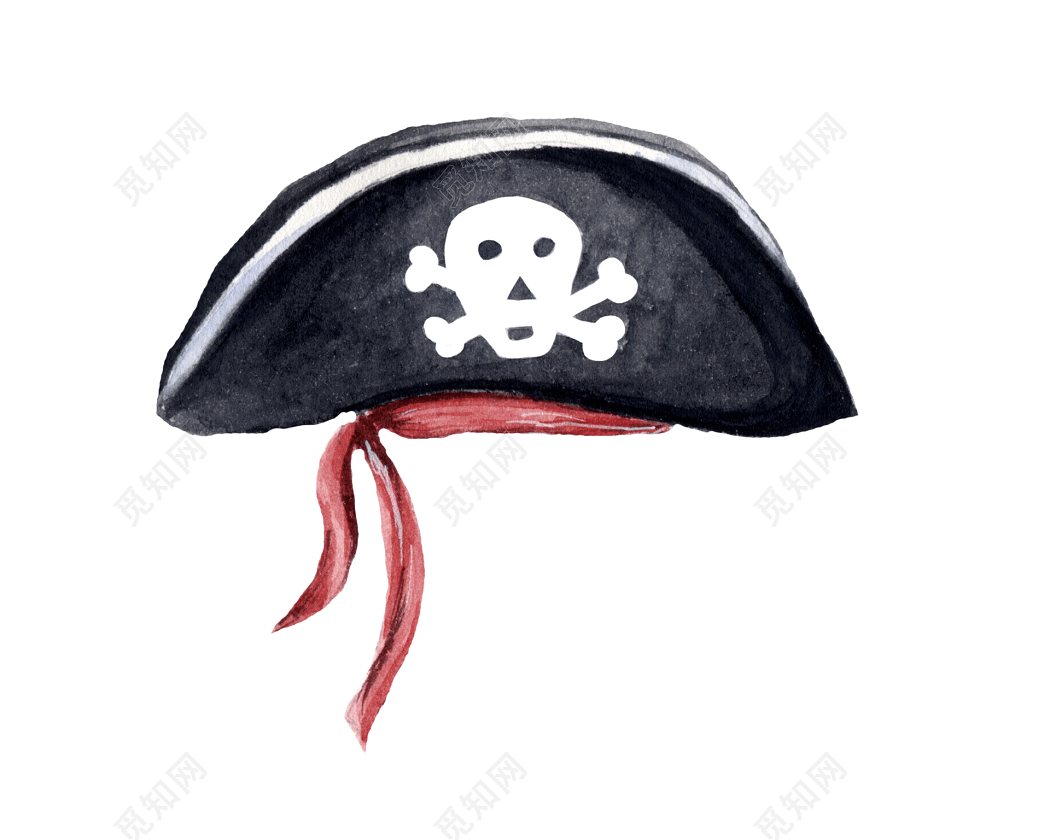 水彩海盗帽子素材