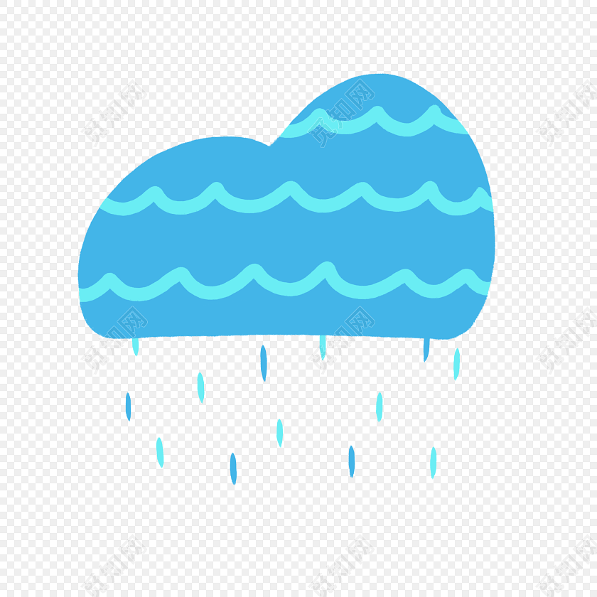 卡通彩色下雨云朵素材