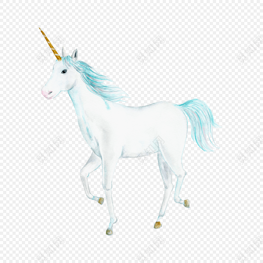 手绘卡通独角兽素材
