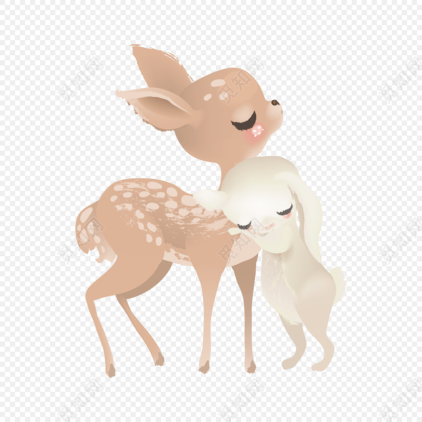 梅花鹿小兔子卡通素材