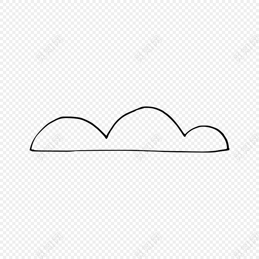 简笔画线条云朵曲线素材