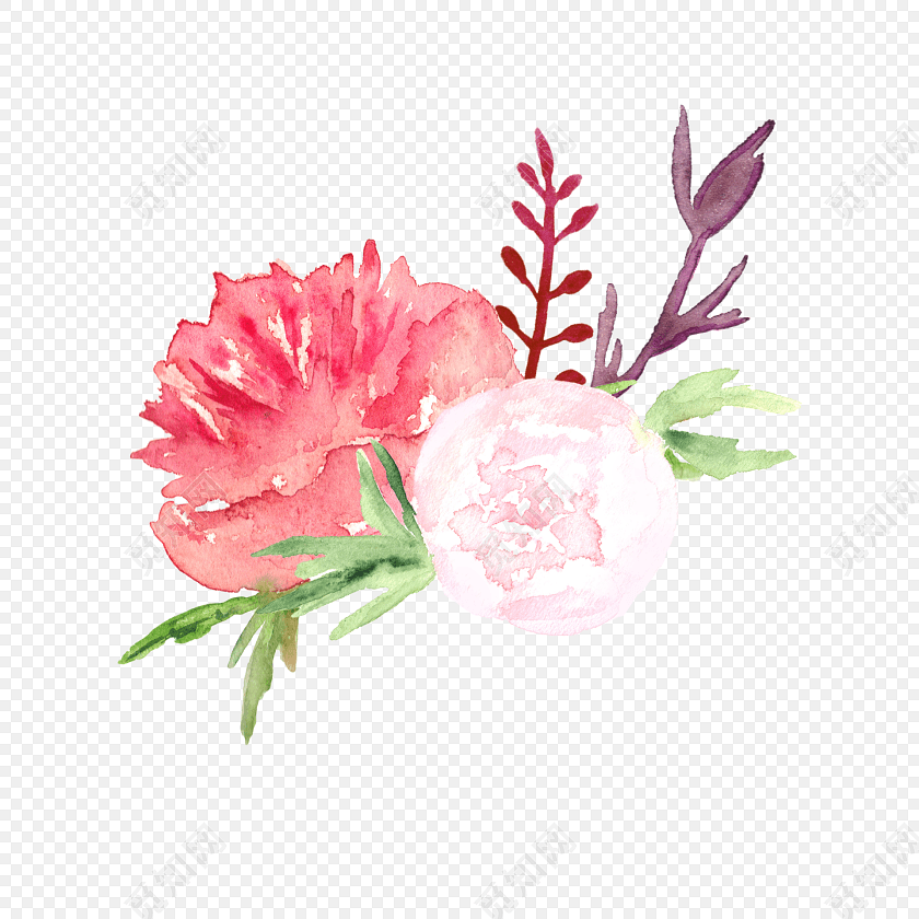 红色卡通手绘盛开花朵矢量图片