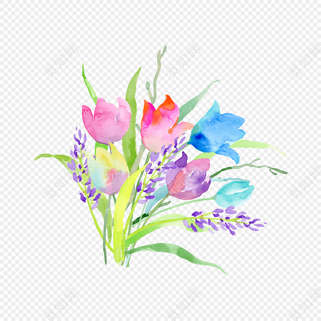 彩色卡通手绘盛开花朵矢量图片