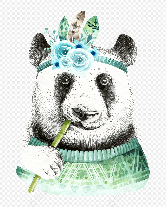 手绘熊猫素材