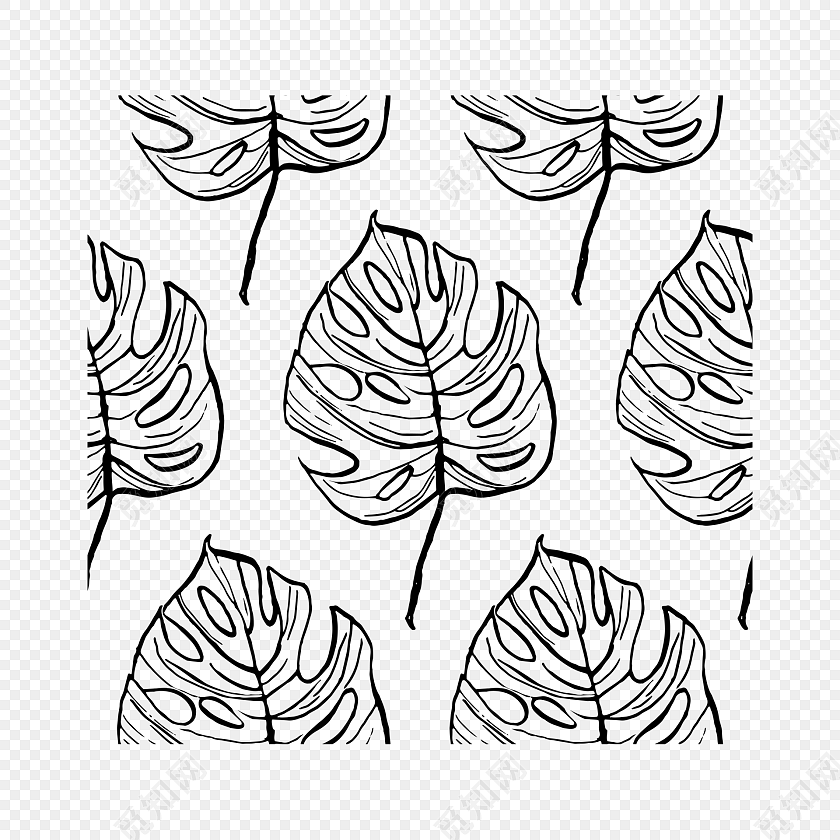 简笔画叶子免抠素材