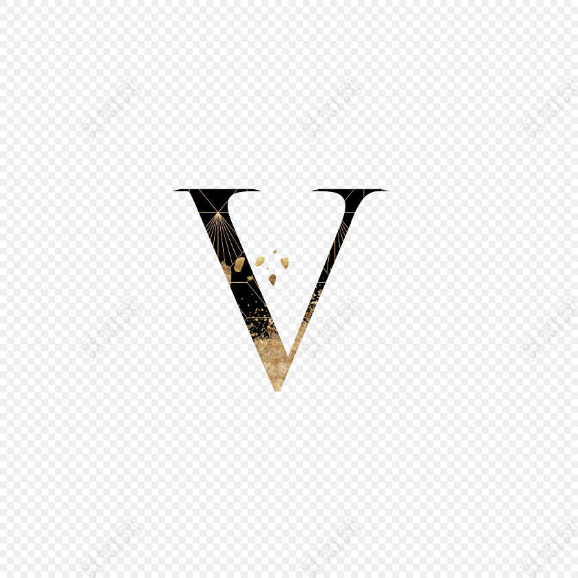 英文渐变字母v艺术字素材