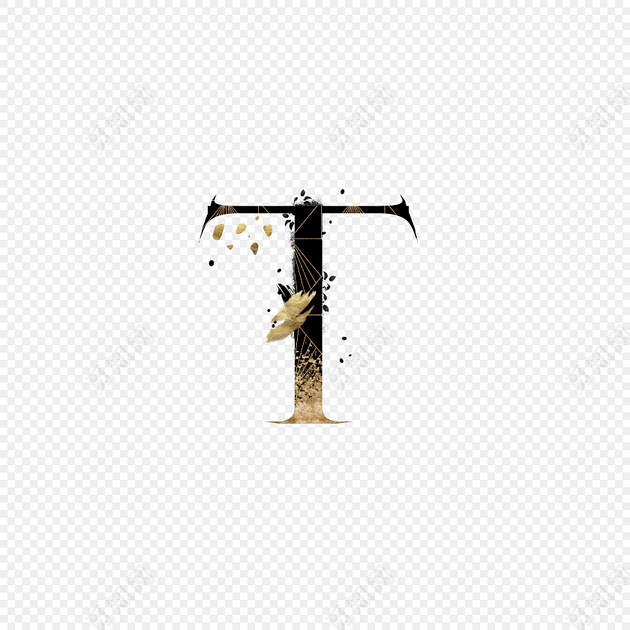 英文渐变字母t艺术字素材