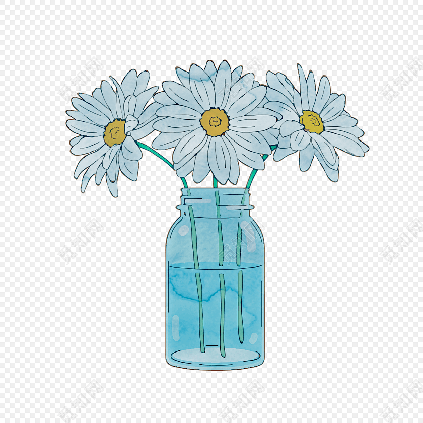 png素材 彩色卡通菊花花瓶水彩插画标签: 免抠素材 卡通 水彩 手绘