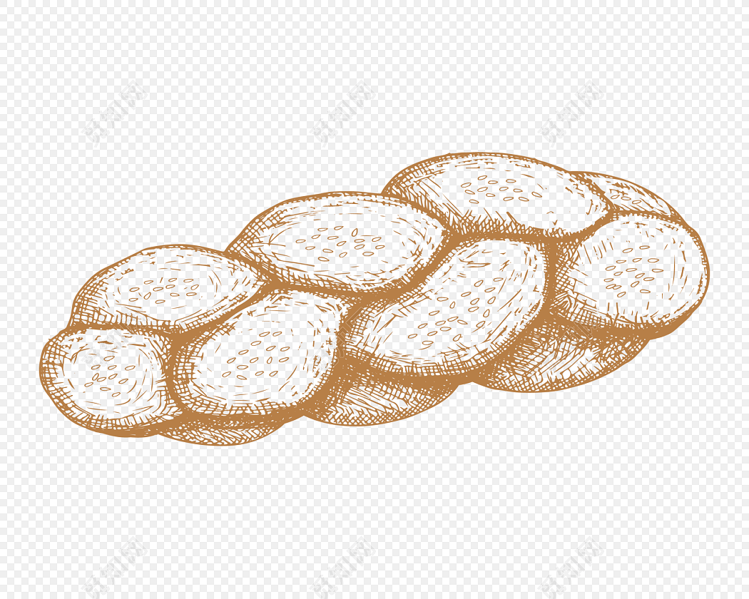 彩色卡通麻花面包插画素材