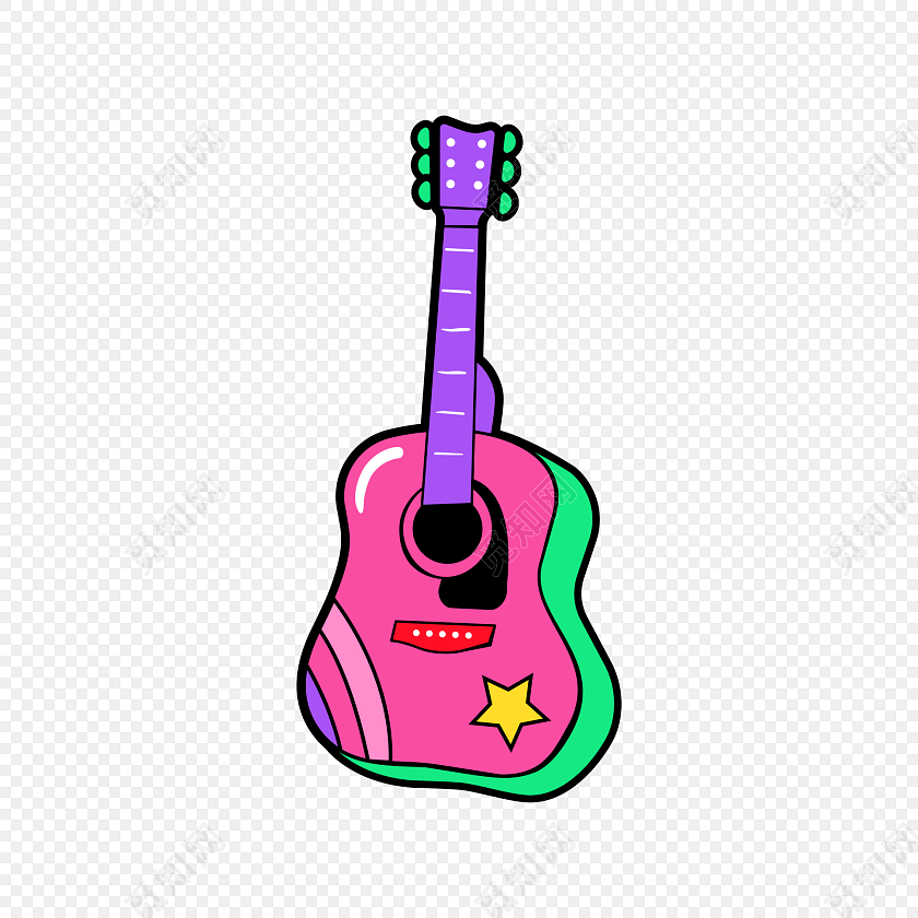 卡通乐器吉他矢量素材