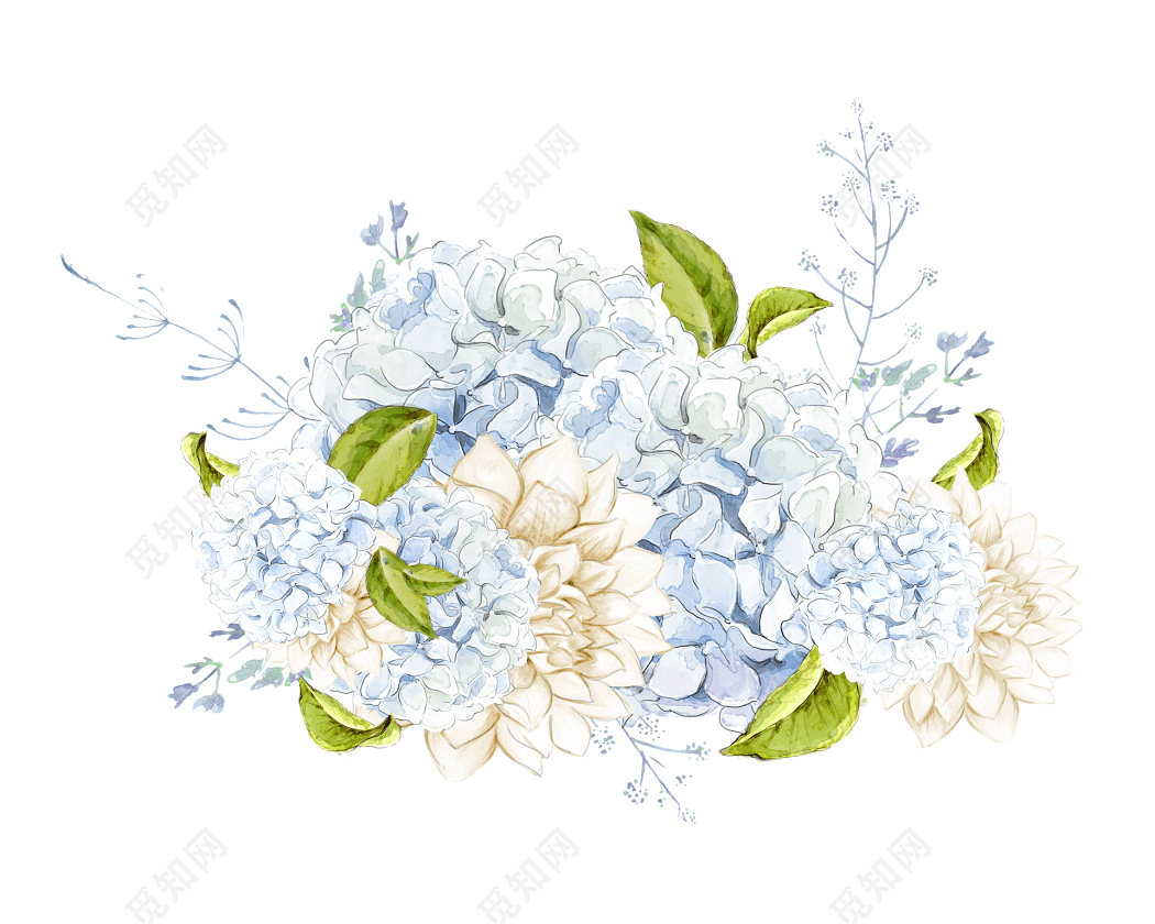 白色卡通插画花朵素材
